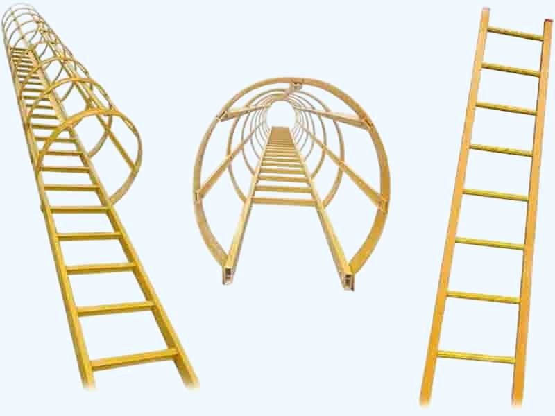 FRP fixed ladder with molded rungs and side rails fabricated by WayTong Building Materials for industrial access