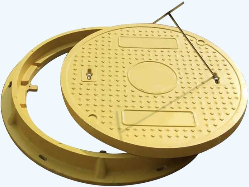 FRP manhole cover with recessed lifting points and anti‑slip surface produced by WayTong Building Materials