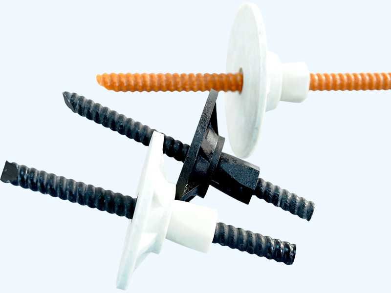 FRP rock bolt with threaded end and bearing plate manufactured by WayTong Building Materials for ground support